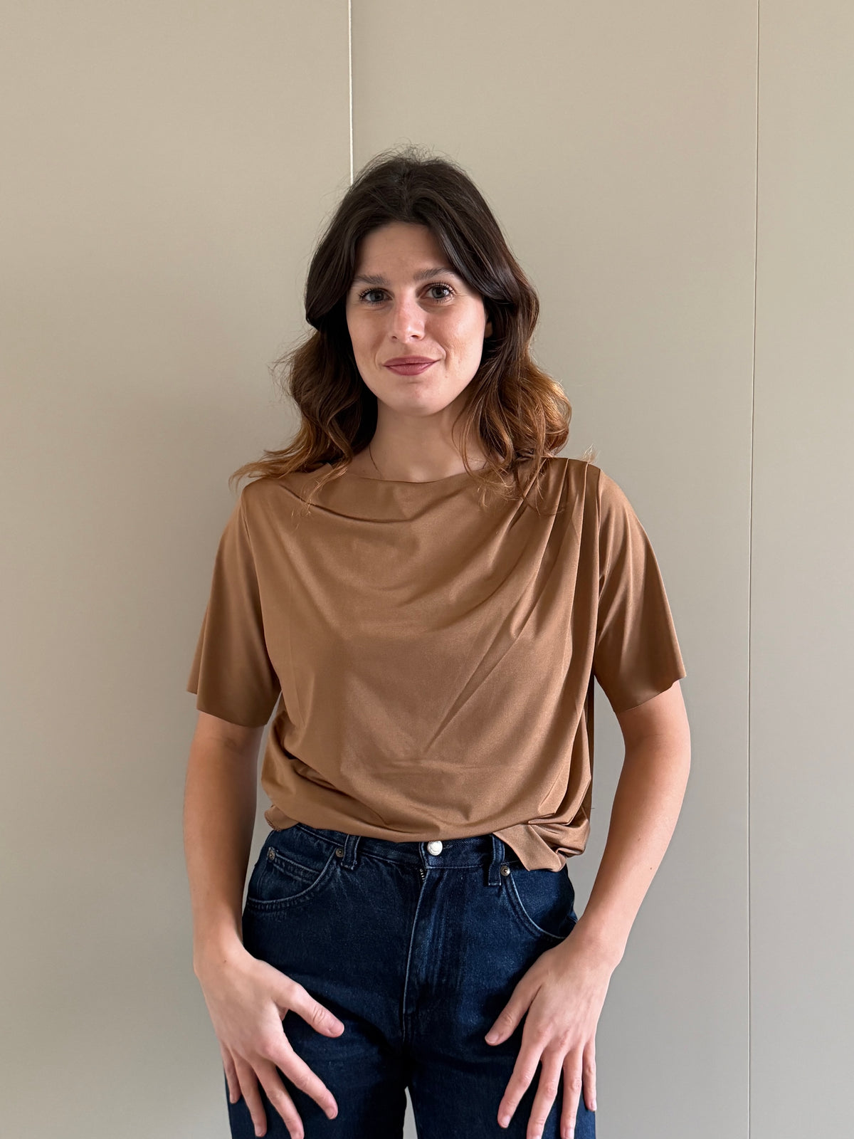 Blusa mezze maniche plissettata