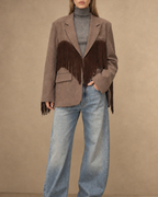 Blazer oversize con frange