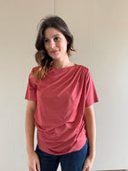 Blusa mezze maniche plissettata