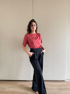 Blusa mezze maniche plissettata