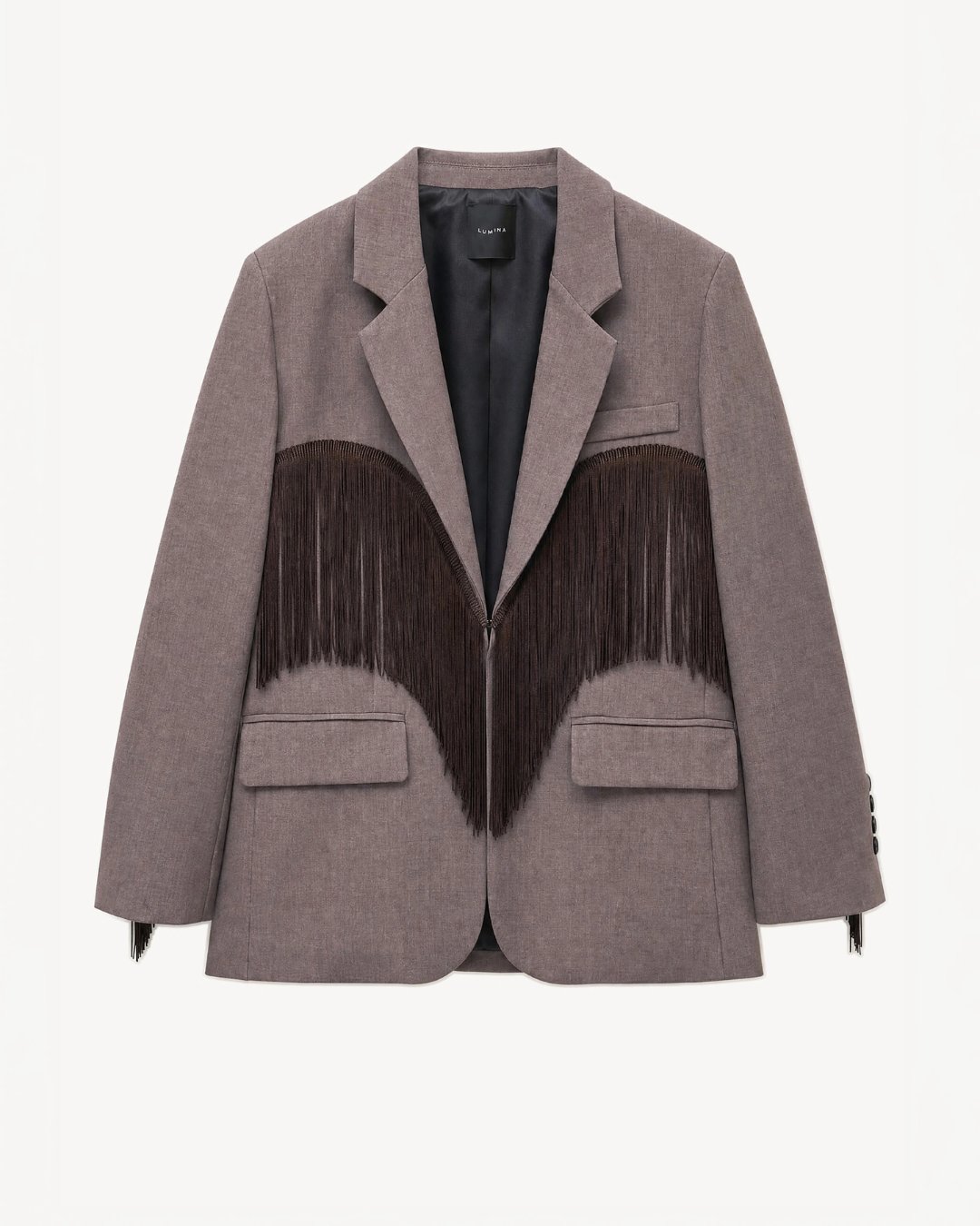 Blazer oversize con frange