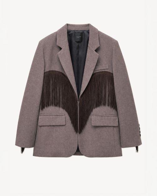 Blazer oversize con frange