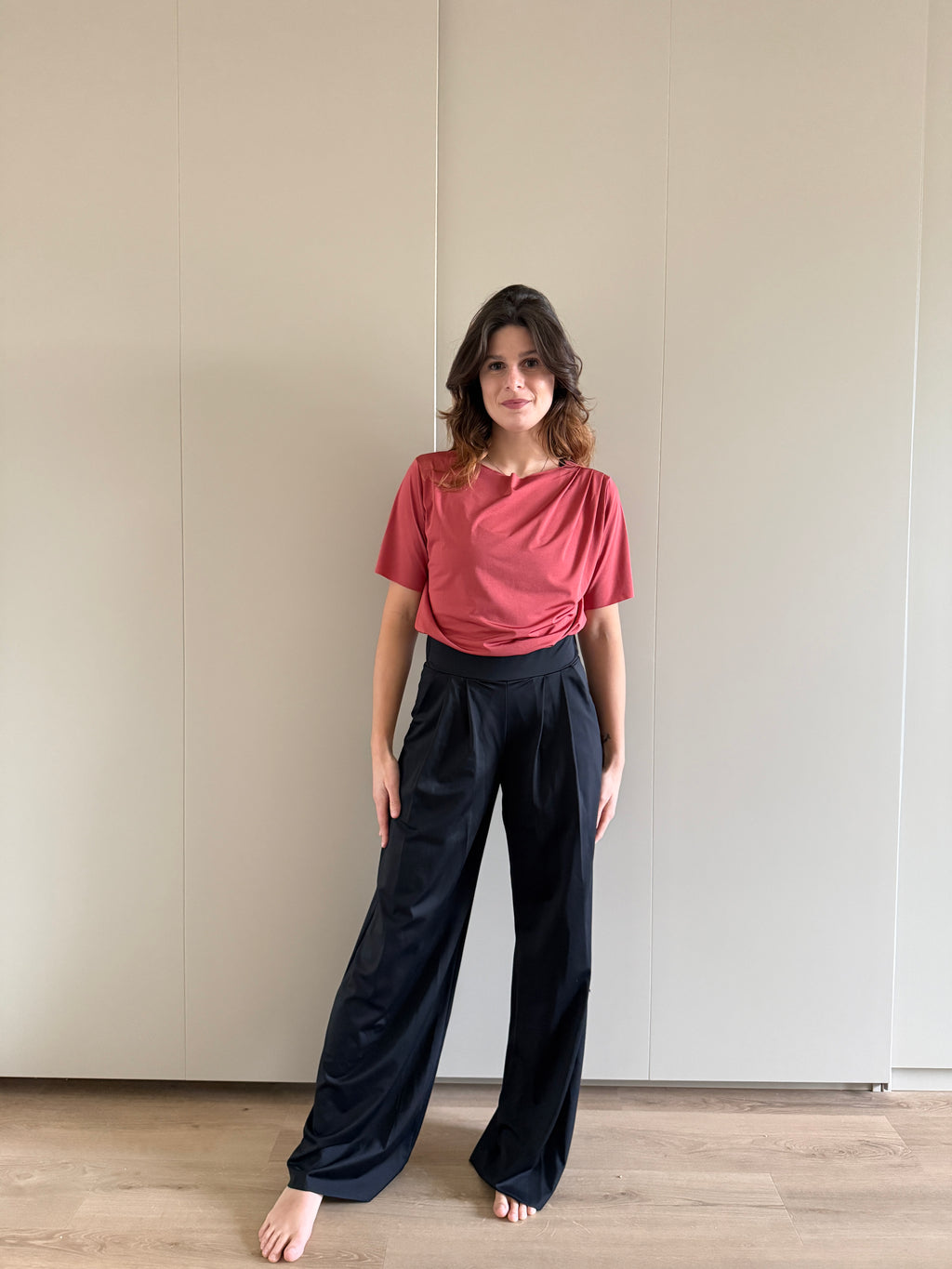 Blusa mezze maniche plissettata