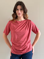 Blusa mezze maniche plissettata