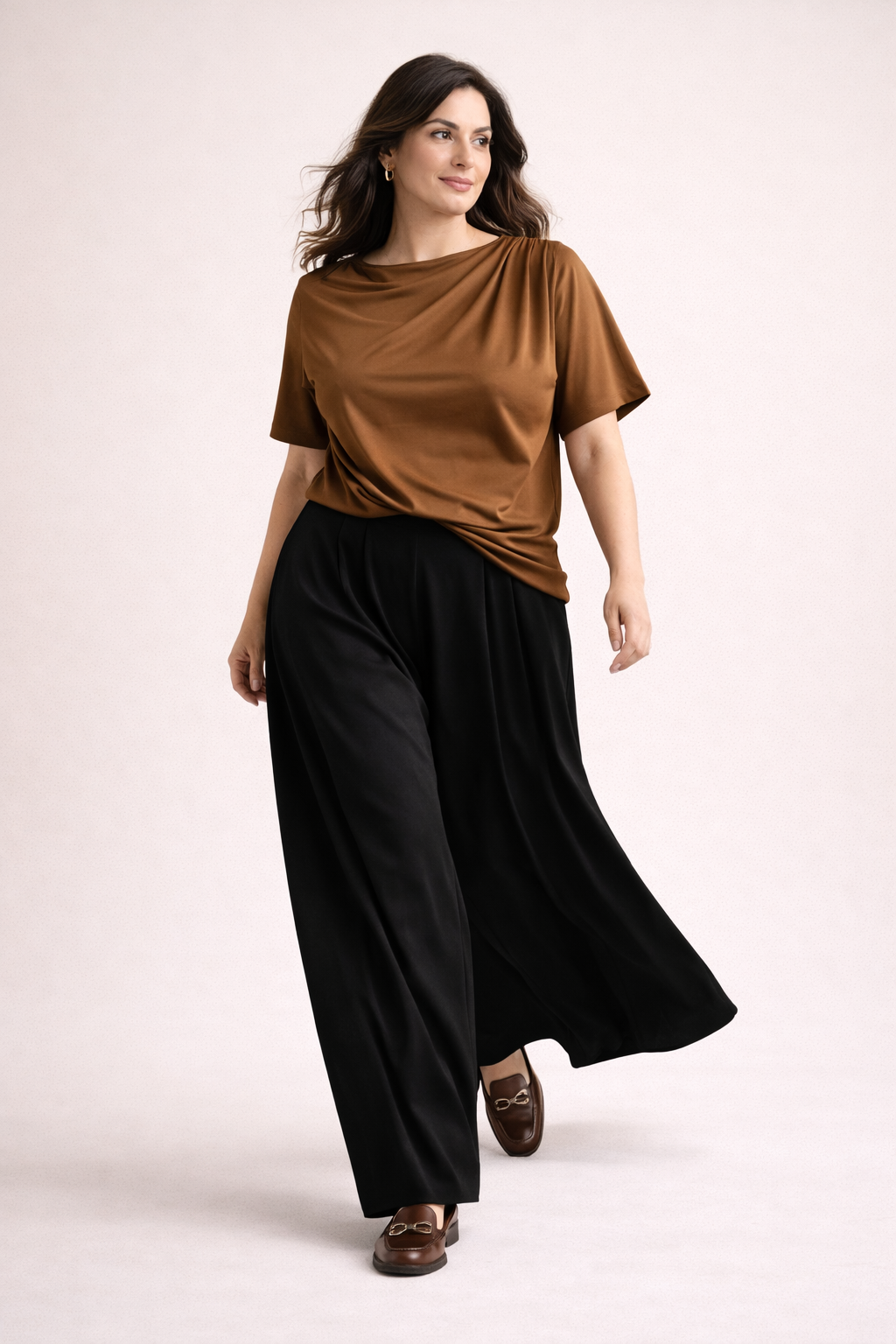 Blusa mezze maniche plissettata