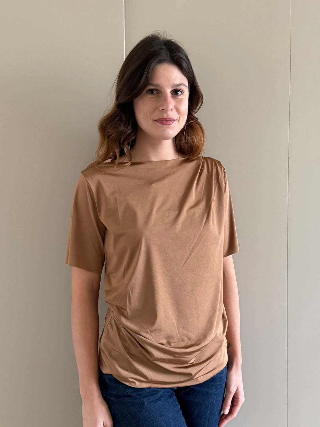 Blusa mezze maniche plissettata