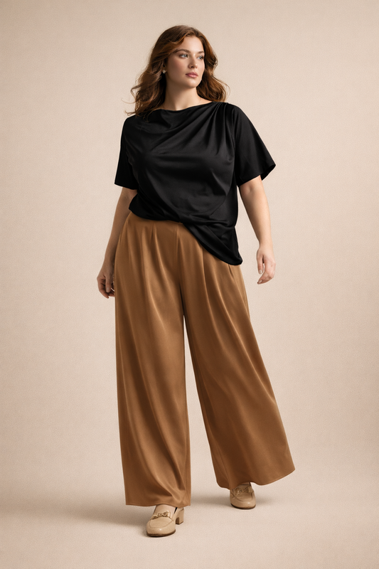 Blusa mezze maniche plissettata