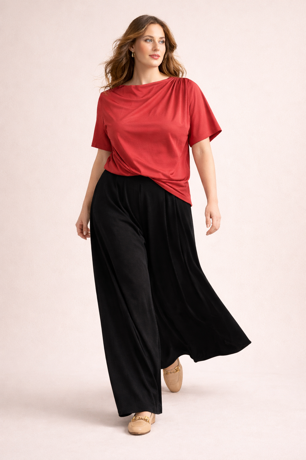 Blusa mezze maniche plissettata